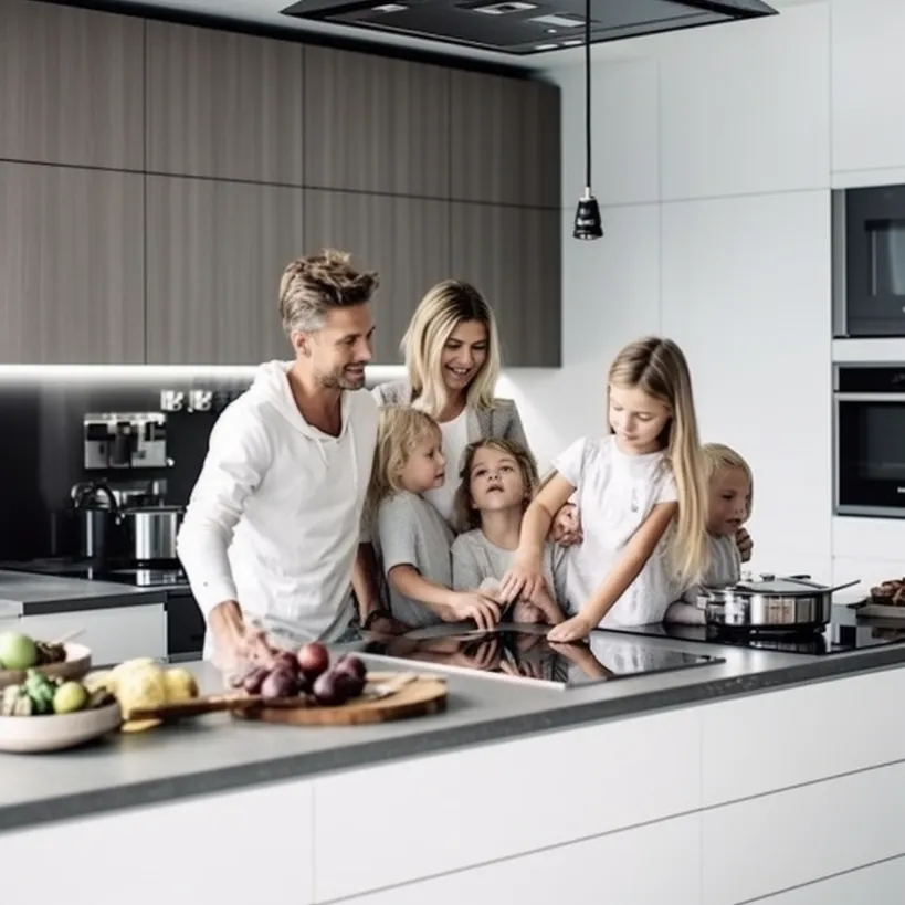 Bild von einer Familie beim Kochen